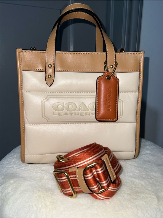 Handbags - NWT Coach Puffy Field Tote/ Crossbody in Cream/Tan C6852